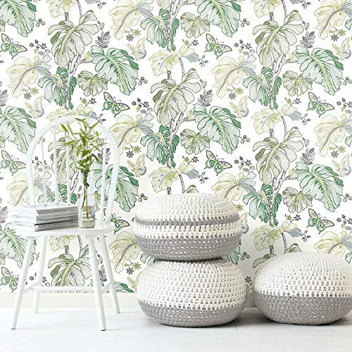 RoomMates Green & Gray Boho Palm Peel and Stick Wallpaper