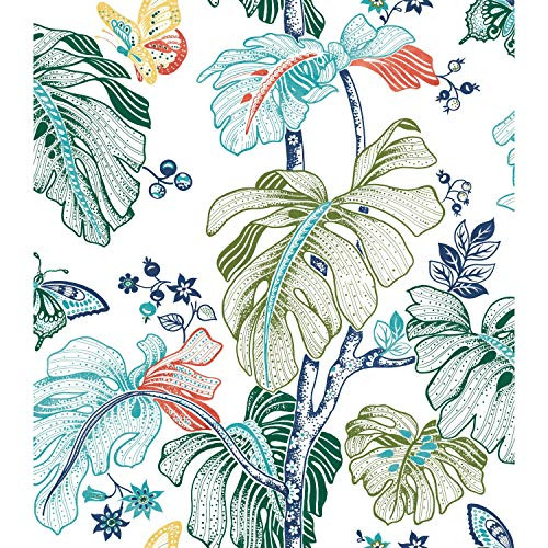 RoomMates Orange & Blue Boho Palm Peel and Stick Wallpaper