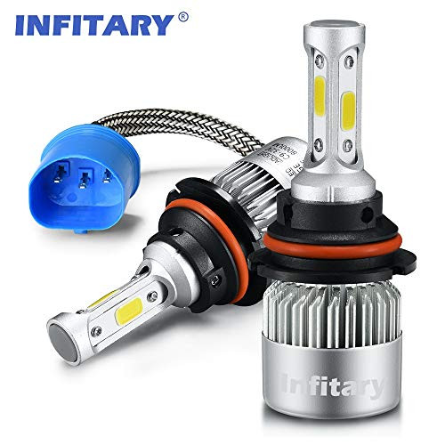 INFITARY 9007 LED Headlight Bulbs Conversion Kits High/Low Beam Auto Headlamp Dual Beam Car Headlight 72W 6500K Cool White 8000LM Extremely Super Bright COB Chips(Sliver, 9007/HB5)