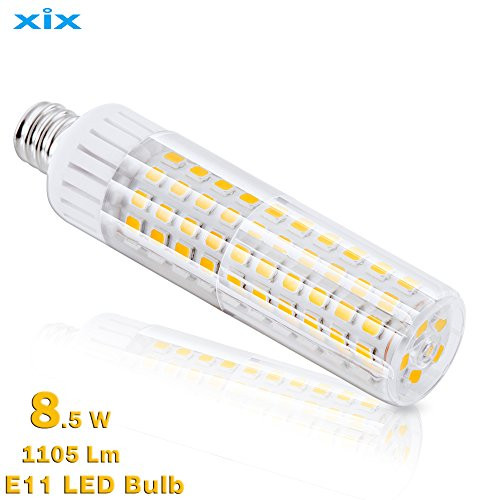 E11 LED bulb 8.5W, 85-265V,1105 Lm, Equivalent Halogen Bulbs 50W, 75W, 100W, Not-Dimmable, Mini Candelabra Base, for Ceiling Fan, Indoor Lighting, Warm White 3000K