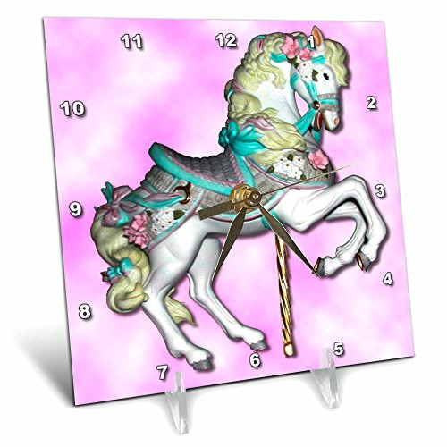 3dRose LLC Carousel Horse in Pink Desk Clock, 6 by 6-Inch 3dRose LLC Carousel Horse in Pink Desk Clock, 6 by 6-Inch