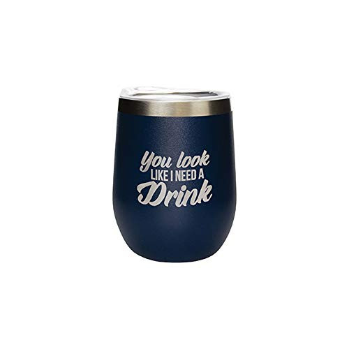 Carson 36130 Need A Drink Stemless Wine Tumbler, 12 oz (Blue)