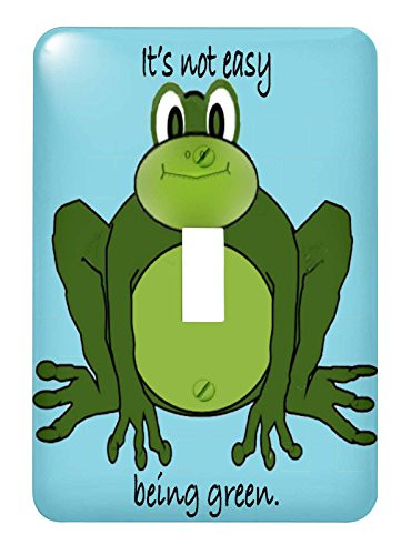 3dRose lsp_40069_1 Cartoon Frog Environmentalist And It Is Not Easy Being Single Toggle Switch, Green
