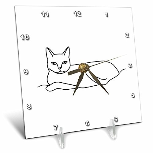 3dRose dc_21451_1 Cat Laying Outline Art Drawing Desk Clock, 6 by 6-Inch 3dRose dc_21451_1 Cat Laying Outline Art Drawing Desk Clock, 6 by 6-Inch