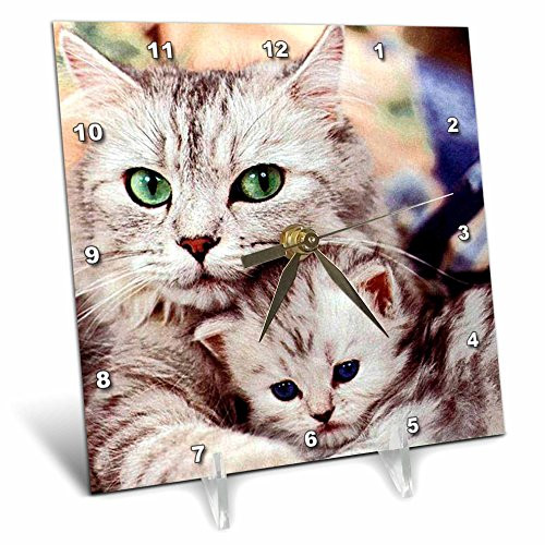 3dRose Cats Desk Clock, 6 by 6-Inch 3dRose Cats Desk Clock, 6 by 6-Inch
