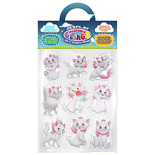 Cats Thick Gel Clings Incredible Removable Window Clings for Kids, Toddlers - Kitty, Sassy, Pink, Bow, Lady - Incredible Gel Decals for Glass, Walls, Planes, Classrooms, Bedroom