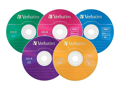Verbatim 94611 CD-R 700MB 52X with Color Branded Surface - 25pk Slim Case, Assorted