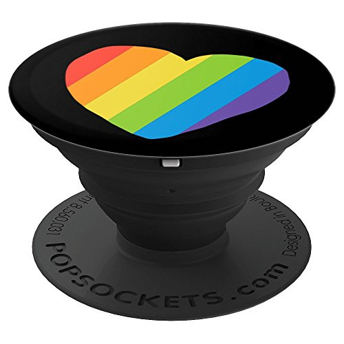 LGBT Gay Pride Rainbow Colors Flag in Heart Shape Love PopSockets Grip and Stand for Phones and Tablets
