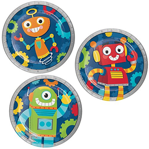 Robot Party Dessert Plates, 24 ct