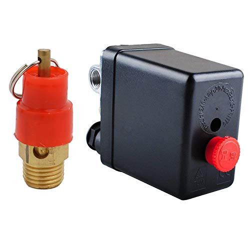 Central Pneumatic Air Compressor Pressure Switch Control Valve With 1/4"PT Thread Safety Pressure Relief Valve,Replacement Parts 90-120 PSI 4 Port 240V Air Compressor Pressure (1)