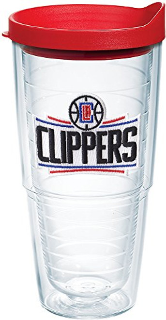 Tervis 1189908 NBA Los Angeles Clippers Primary Logo Tumbler with Emblem and Red Lid 24oz, Clear