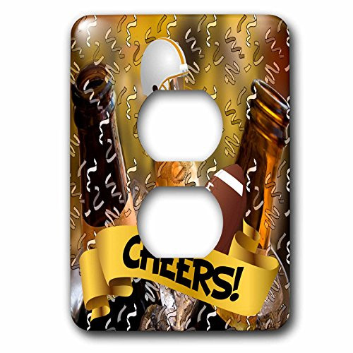 3dRose lsp_101858_6"Cheers Sports Theme With Football, Helmet And A Bucket Of Beer 2 Plug Outlet Cover, Multicolor