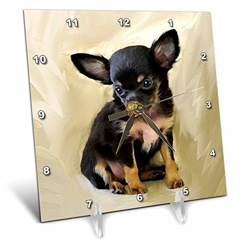 3dRose LLC Chihuahua Puppy Desk Clock, 6 by 6-Inch