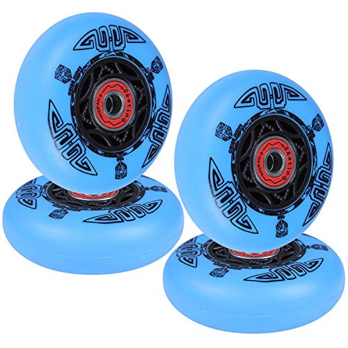 AOWISH 4-Pack Inline Skate Wheels Outdoor Asphalt Formula 90A Aggressive Inline Skates Replacement Wheel with Pre-Installed Bearings ABEC 9 (Blue, 80mm)