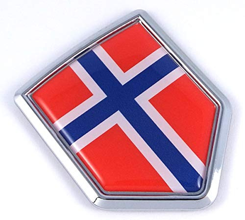 Car Chrome Decals CBSHD158 Norway Norwegian Flag Car Chrome Emblem 3D Decal Bumper Sticker