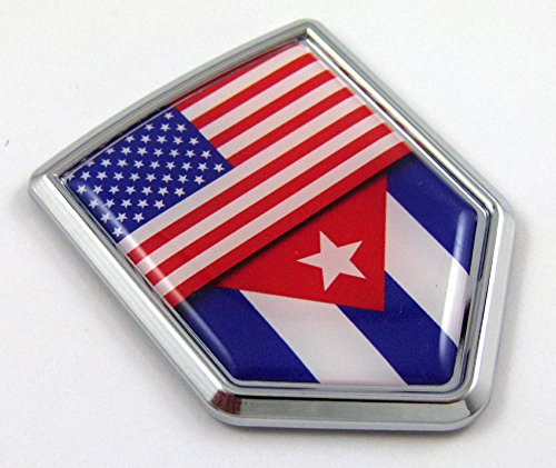 Car Chrome Decals USA Cuba American Cuban Flag Car Chrome Emblem 3D Decal Sticker CBSHD228-053
