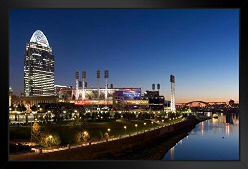 Cincinnati Skyline with Great American Ball Park Photo Black Wood Framed Art Poster 20x14 Cincinnati Skyline with Great American Ball Park Photo Black Wood Framed Art Poster 20x14