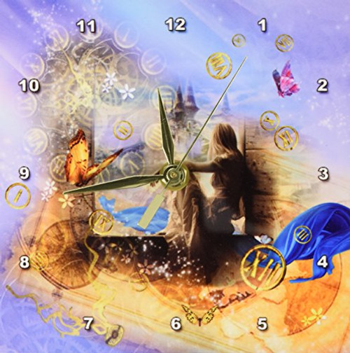 3dRose Mila's Art Cinderella Desk Clock, 6 by 6-Inch