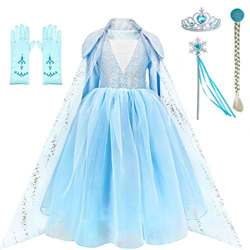 TYHTYM Princess Elsa Dresses Girls Puffy Costumes Birthday Party Halloween Costume Cosplay Dress up Little Girls