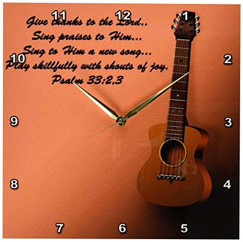 3dRose DPP_22654_2 Classic Guitar and Bible Verse Sing to The Lord a New Song Wall Clock, 13 by 13-Inch 3dRose DPP_22654_2 Classic Guitar and Bible Verse Sing to The Lord a New Song Wall Clock, 13 by 13-Inch