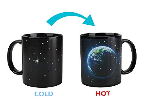 Heat Changing Mug Colour Changing Mug Magical Coffee Mug Tea Cup Perfect Novelty Gift 11OZ-BPA Free Ceramic (Earth And Moon)