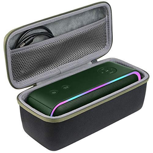 co2crea Hard Travel Case for DOSS SoundBox Pro+ Wireless Bluetooth Speaker (Black Case + Green Zipper)