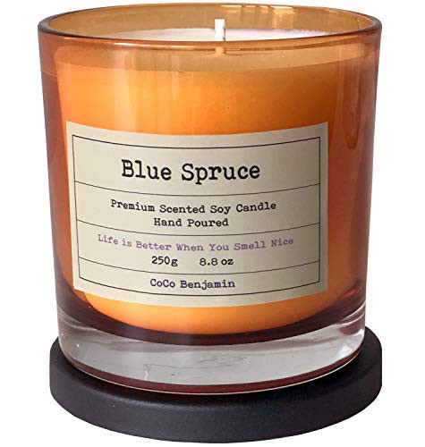 (Blue Spruce) Soy Candle, 8.1 oz, Highly Scented, Hand Poured