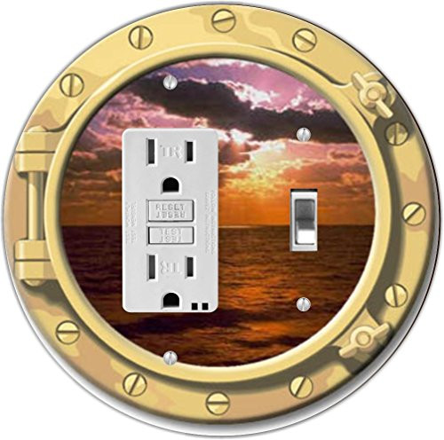 Rikki Knight RND-GFITOGGLE-191 Porthole Sunset Round GFI Toggle Light Switch Plate