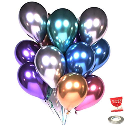 LLParty Party Balloons 12inch 50pcs Assorted Color Metallic Latex Balloons Birthday Helium Balloons