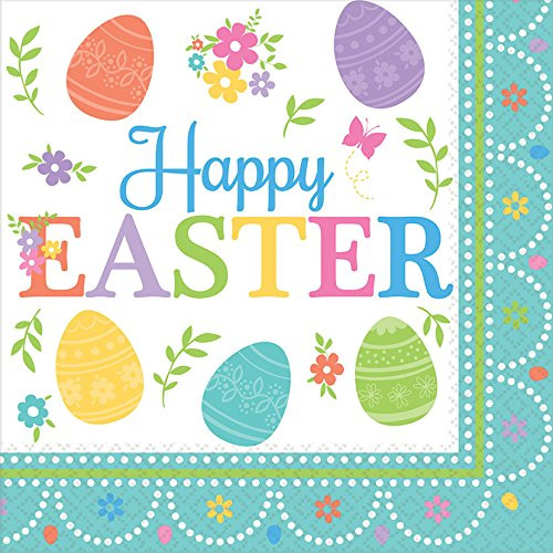 Amscan 521591 Lovely Easter Dinner Napkins Party Supplies 6 1/2" Multicolor