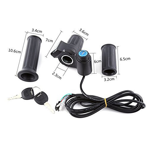 Throttle Control Handlebar Grip & Cable Set,12V-99V Electric Bike Throttle Grip Twist Scooter Half Wrist Twist Grip Throttle Handle with LED Display Key Knock