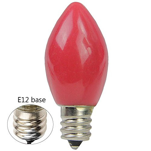 Goothy Indoor ? Outdoor String Light C7 Ceramic Christmas Replacement Bulbs, 5 Watt-Red