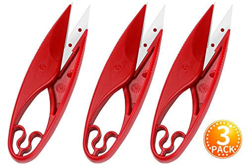 Sewing Snips Thread Cutter Scissors - 3 Pack Yarn Thread Cutter for Tailors Trimming Nipper Quilting Embroidery Clipper Mimi Thread Snips for Arts, Crafts, and DIY Projects (red)