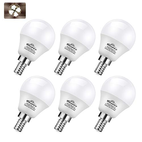 Winshine LED Light Bulb A15, Candelabra Base 6W=60W Equivalent Globe Bulb .G45 E12 Base 6W Candle Light for Ceiling Fan, Chandelier Bulb, 6W Daylight Non Dimmable LED Base Bulb, 6 Pack. (5000K)