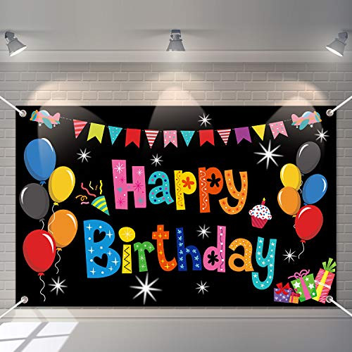 Colorful Happy Birthday Banner Backdrop Large Happy Birthday Yard Sign backgroud It's My Birthday Backdrop Party Indoor Outdoor Car Decorations Supplies