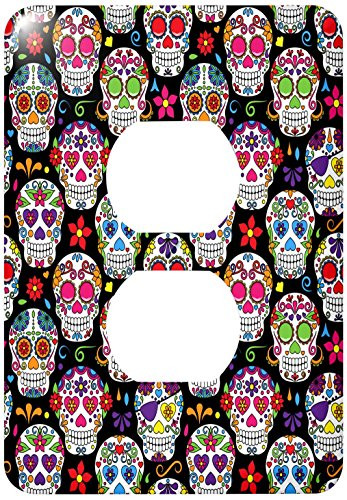 3dRose lsp_222327_6 Colorful Sugar Skulls Pattern 2 Plug Outlet Cover