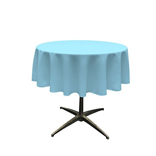 LA Linen Polyester Poplin Round Tablecloth, 58", Turquoise Light
