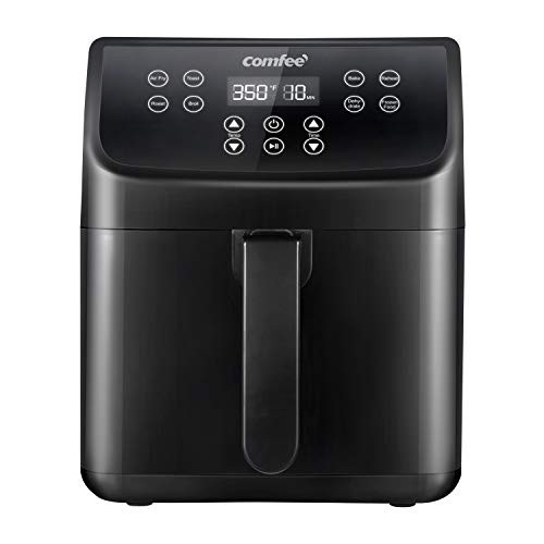 COMFEE' 5.8Qt Digital Air Fryer, Toaster Oven & Oilless Cooker, 1700W with 8 Preset Functions, LED Touchscreen, Shake Reminder, Non-stick Detachable Basket, BPA & PFOA Free (110 Recipes)