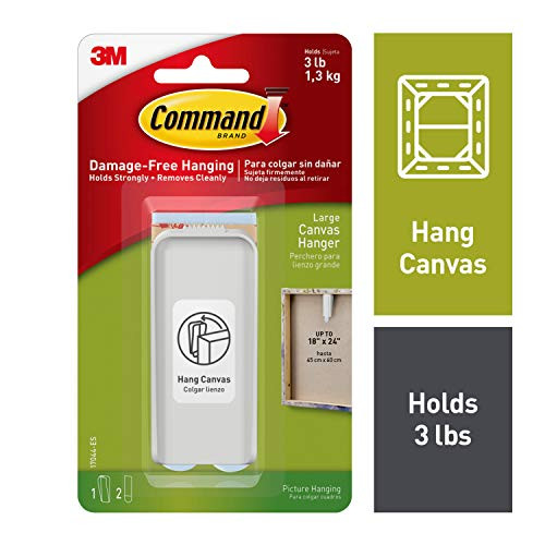 Command Large Canvas Hanger, Decorate Damage-Free, Indoor Use, 1 hanger, 2 strips (17044-ES)