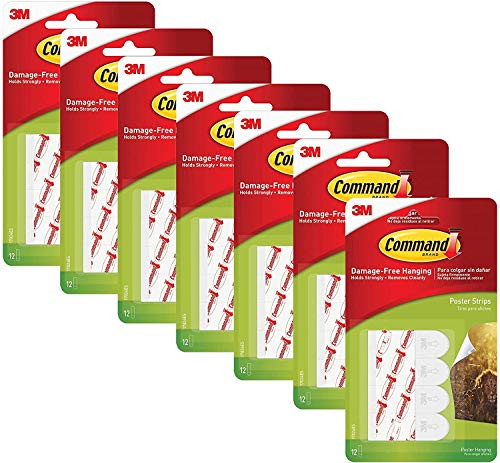 Command Poster Hanging Strips, 12 Strips, White, 17024, Pack of 7 (84 Total)