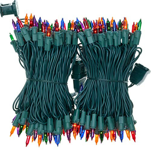 Multi-Color Incandescent Christmas Lights, 66 Ft Green Wire 200 Mini Lights, UL Certified Holiday String Light, End to End Connectable Indoor & Outdoor Commercial Grade Lights Set (Multicolor)