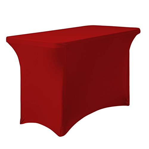 LinenTablecloth Rectangular Stretch Tablecloth, 6-Feet, Red