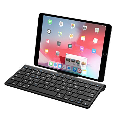 MoKo Bluetooth Keyboard, Wireless Ultra Thin Computer Keyboard with A Removable Bracket for Android, Windows, iOS, Phone, Tablet - Black