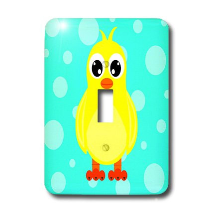 3dRose lsp_6141_1 Cute Yellow Baby Chick on Blue Bubble Background Single Toggle Switch Multicolor