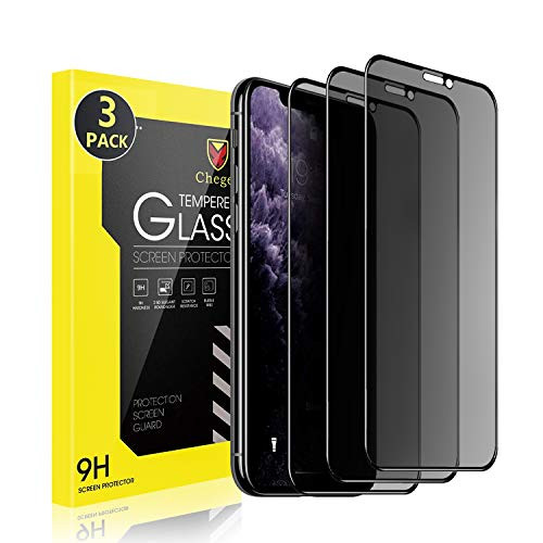 Cheges Compatible iPhone 11 Pro Privacy Screen Protector 5.8 Inch Anti-Spy Tempered Glass Film for iPhone X and Xs Screen Protector 5.8 Inch 2019 3Pack