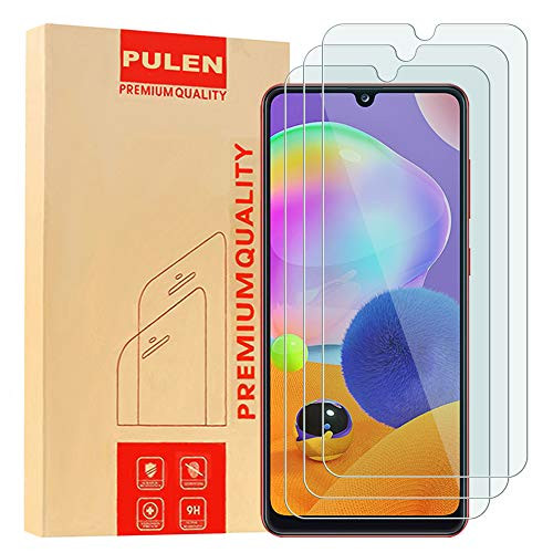 [3-Pack] PULEN for Samsung Galaxy A31 Screen Protector,HD Clear Scratch Resistant Bubble Free Anti-Fingerprints 9H Hardness Tempered Glass