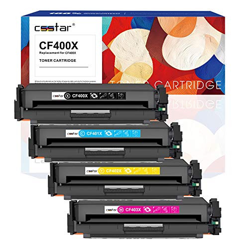 CSSTAR Compatible Toner Cartridge Replacement for HP 201X CF400X CF401X CF402X CF403X (Black, Cyan, Yellow, Magenta, 4-Pack)