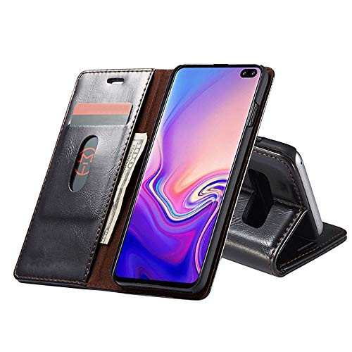 S10 Plus Case Compatible with Samsung Galaxy S10plus Cover Wallet 10S S 10 Luxury Leather Flip Card Slots Samsuns Gaxaly Glaxay Protective 6.4 Inch (Black)