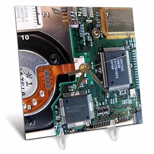 3dRose LLC Computer World 6 by 6-Inch Desk Clock
