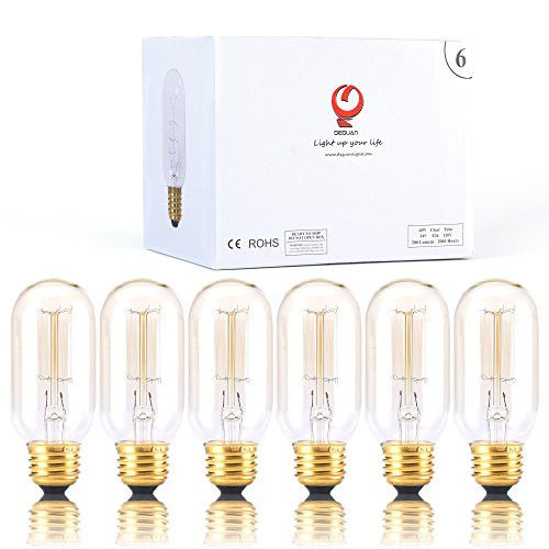 CHIKOO Edison Light Bulb,40W Tubular Vintage Antique Retro Incandescent Light Bulbs for String Lights Home Light Fixtures and Decorative-Dimmable Amber Warm Glow ST45 Squirrel Cage Filament (6 Pack)